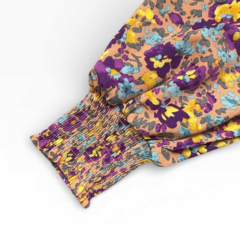 Jodifl Can't Change Purple Ditsy Floral Long Sleeve Feminine Blouse Size Small - Picture 8 of 12